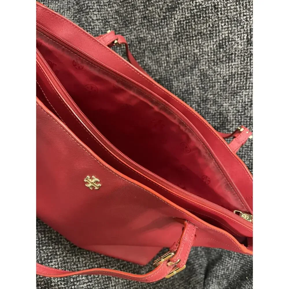 TORY BURCH Red Saffiano Leather York Tote Large Adjustable Shoulder Bag Carryall